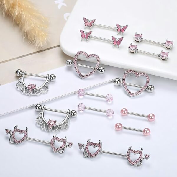 6541  9-Piece Nipple Piercing Set，set offers a mix of style and safety Jewelry #JL01-BEGS05