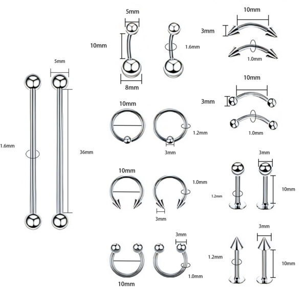 6541  Piercing Jewelry Steel Jewelry，Multiple Jewelry Styles and Sizes，Suitable for Beginners #JL01-BEGS13 - Image 2