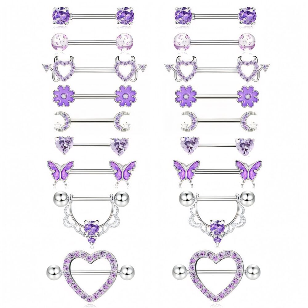 6541  9 pairs of purple nipple rings for everyday wear and special occasions to enhance your image #JL01-BEGS11 - Image 5