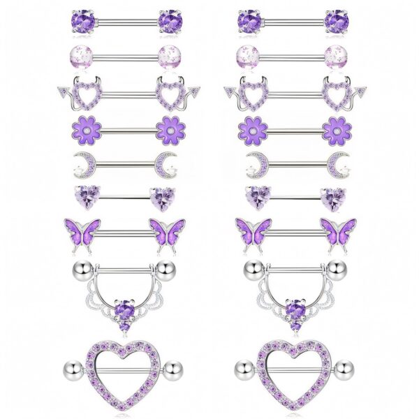 6541  9 pairs of purple nipple rings for everyday wear and special occasions to enhance your image #JL01-BEGS11 - Image 5