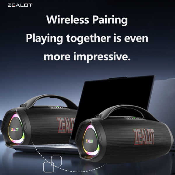 ZEALOT S98 160W Wireless Speakers, DSP Technology, Waterproof IPX 5, Outdoor Portable Subwoofer Speaker, Dual Pairing, Fast Charging, 36000mAh Battery #JL07-ZEALOT S98 HEI - Image 10