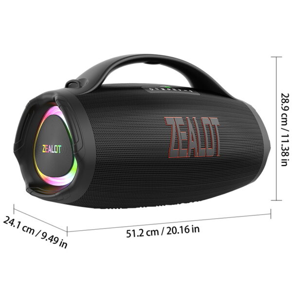 ZEALOT S98 160W Wireless Speakers, DSP Technology, Waterproof IPX 5, Outdoor Portable Subwoofer Speaker, Dual Pairing, Fast Charging, 36000mAh Battery #JL07-ZEALOT S98 HEI - Image 2