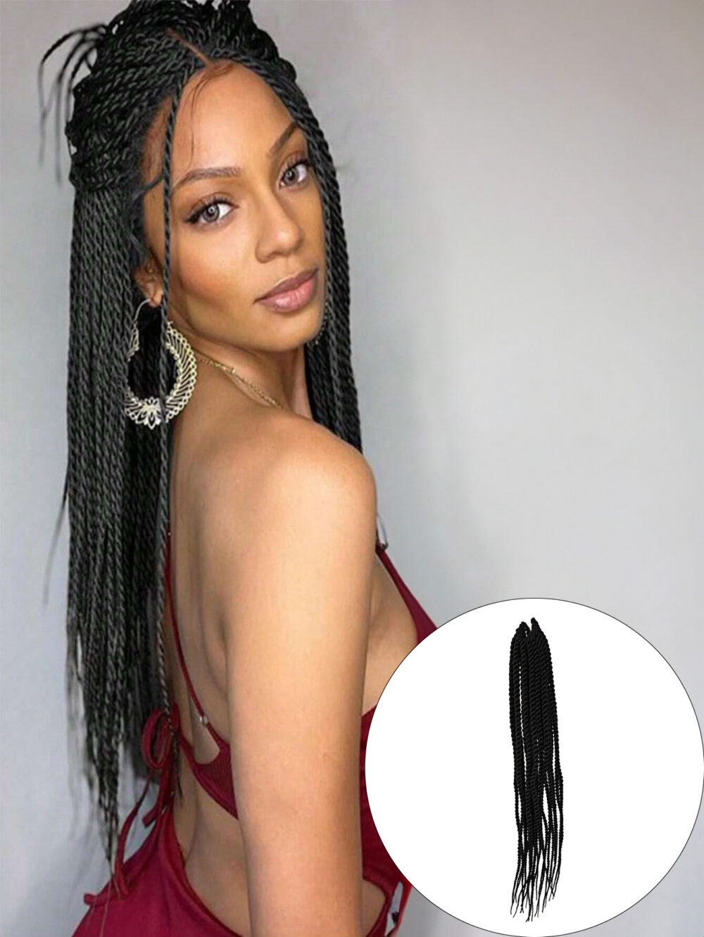 6541  4X EZ SENEGALESE BRAID16 Long Crochet braid synthetic  hairstyle black burgundy brown  ladies box braid crochet hair-16 inch -1Pack*80Strands，Available in black, burgundy, and brown shades #JL01-LY-952-1/LY-952-1B/LY-952-2 - Image 2