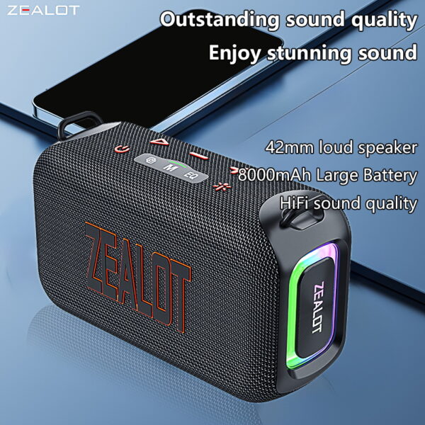 ZEALOT S85 50W Wireless Speakers, Outdoor Portable Subwoofer Speaker, Hifi Sound quality, Dual Pairing, 24 Hours Playtime Loud Stereo,  Charging Cable, Connect With Mobile Phone/Tablet #JL07-ZEALOT S85 HEI - Image 3