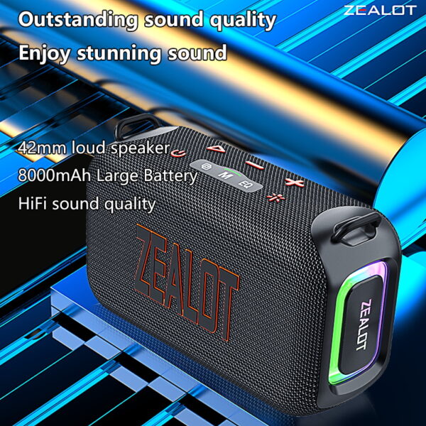 ZEALOT S85 50W Wireless Speakers, Outdoor Portable Subwoofer Speaker, Hifi Sound quality, Dual Pairing, 24 Hours Playtime Loud Stereo,  Charging Cable, Connect With Mobile Phone/Tablet #JL07-ZEALOT S85 HEI - Image 5