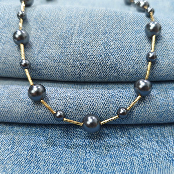 6541  Crystal Pearl Necklace #JL01-JYJ070308D/GREY - Image 4