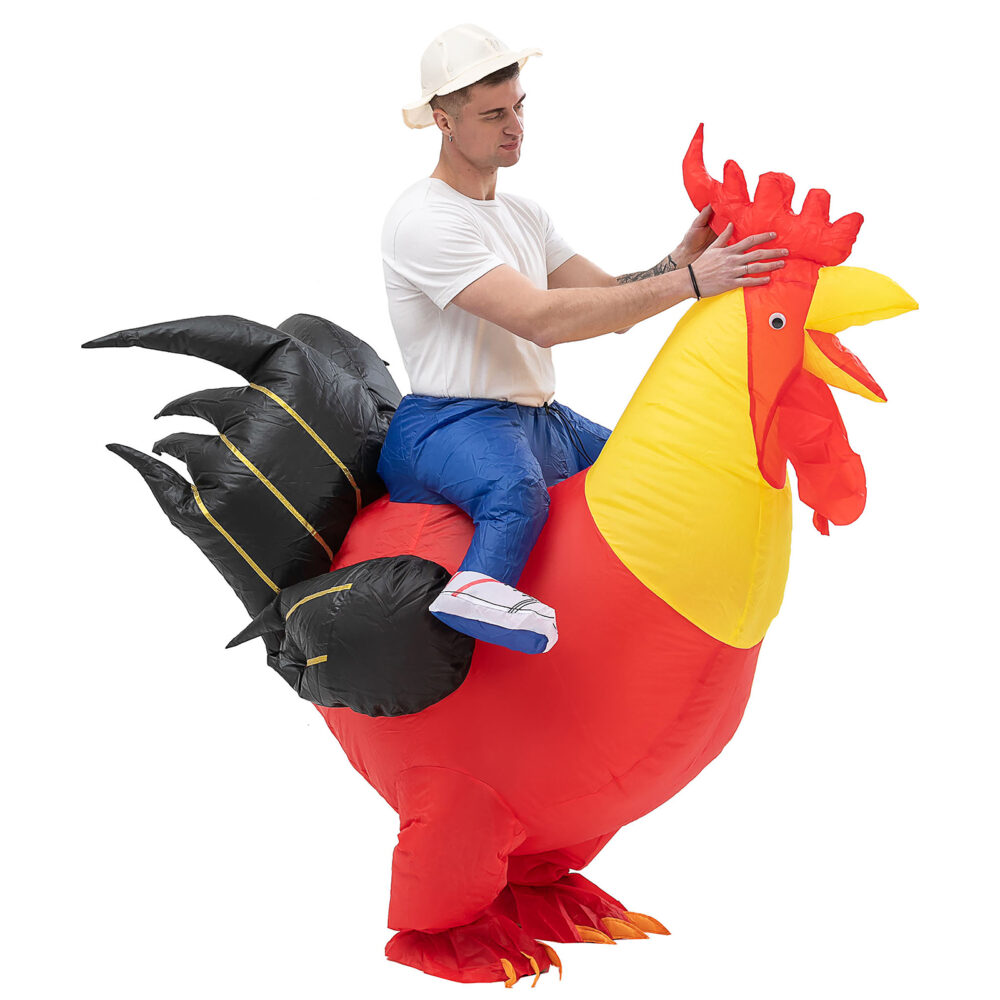 6541  Inflatable Ride-on Rooster Costume Blow up SuitFancy Dress Funny Jumpsuit Costume forHalloween Christmas Party #JL07-FZ1604 - Image 3