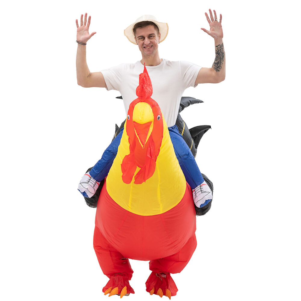 6541  Inflatable Ride-on Rooster Costume Blow up SuitFancy Dress Funny Jumpsuit Costume forHalloween Christmas Party #JL07-FZ1604 - Image 6