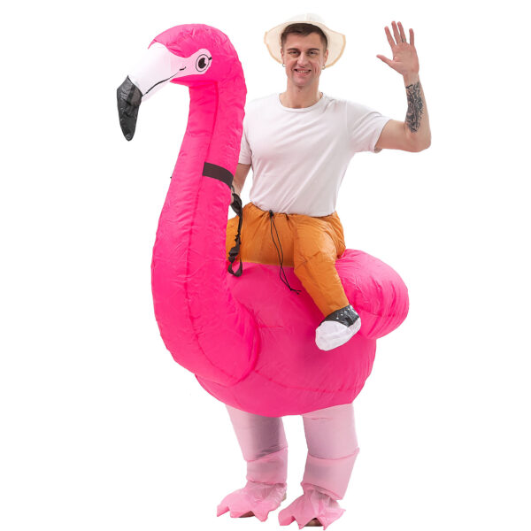 6541  Inflatable Flamingo Costume Women Fancy Dress Air Blow up Party Dress Christmas Carry Halloween Cosplay Gift, Adult, Rose, Free Size #JL07-FZ1666