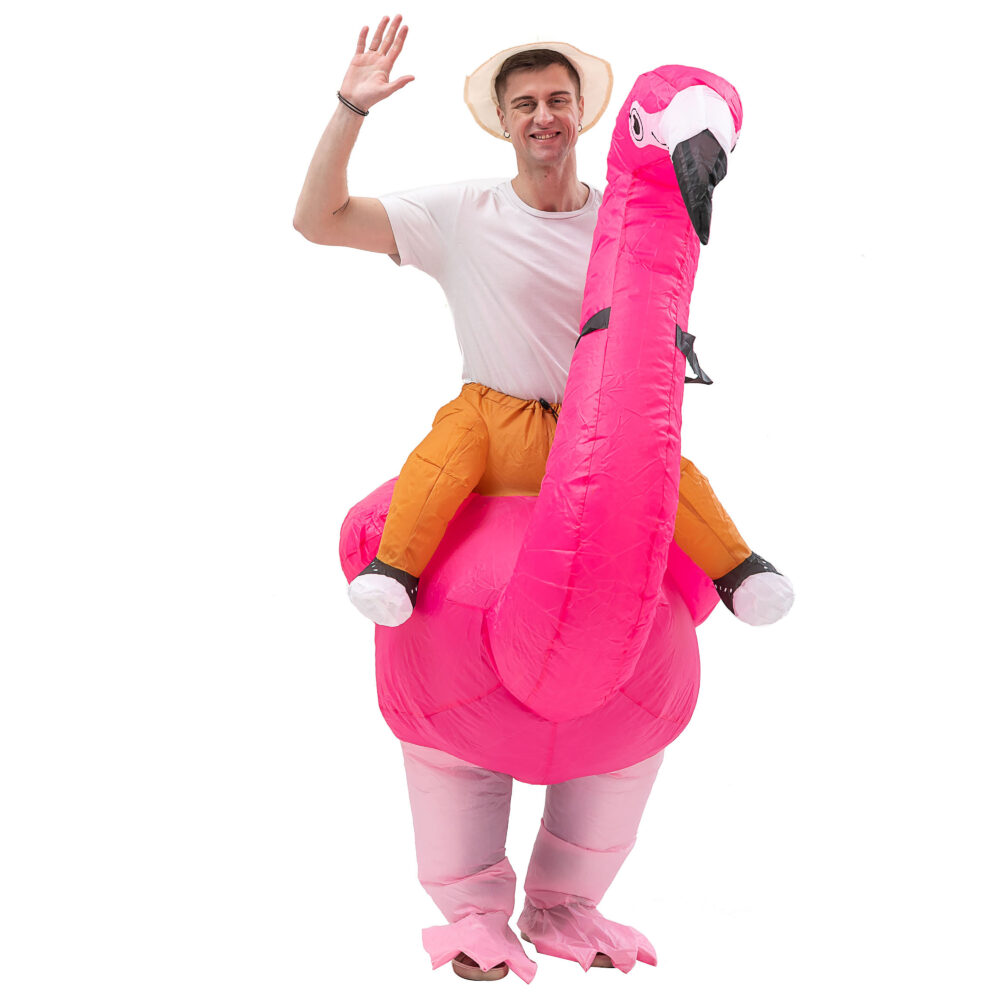 6541  Inflatable Flamingo Costume Women Fancy Dress Air Blow up Party Dress Christmas Carry Halloween Cosplay Gift, Adult, Rose, Free Size #JL07-FZ1666 - Image 4