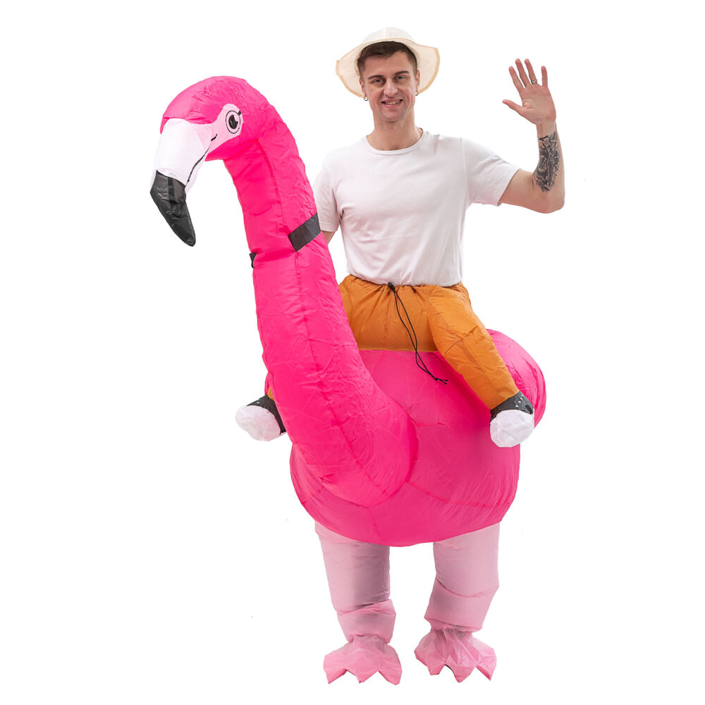 6541  Inflatable Flamingo Costume Women Fancy Dress Air Blow up Party Dress Christmas Carry Halloween Cosplay Gift, Adult, Rose, Free Size #JL07-FZ1666 - Image 5