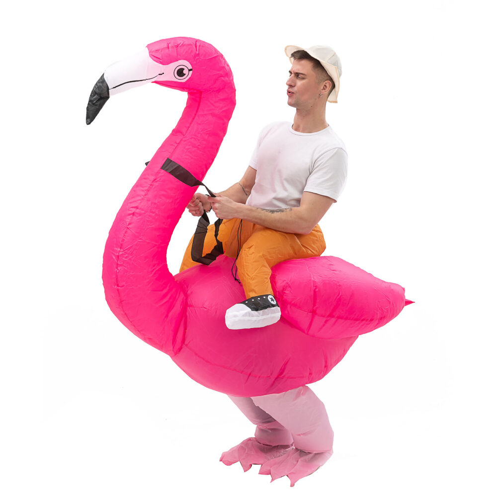 6541  Inflatable Flamingo Costume Women Fancy Dress Air Blow up Party Dress Christmas Carry Halloween Cosplay Gift, Adult, Rose, Free Size #JL07-FZ1666 - Image 6