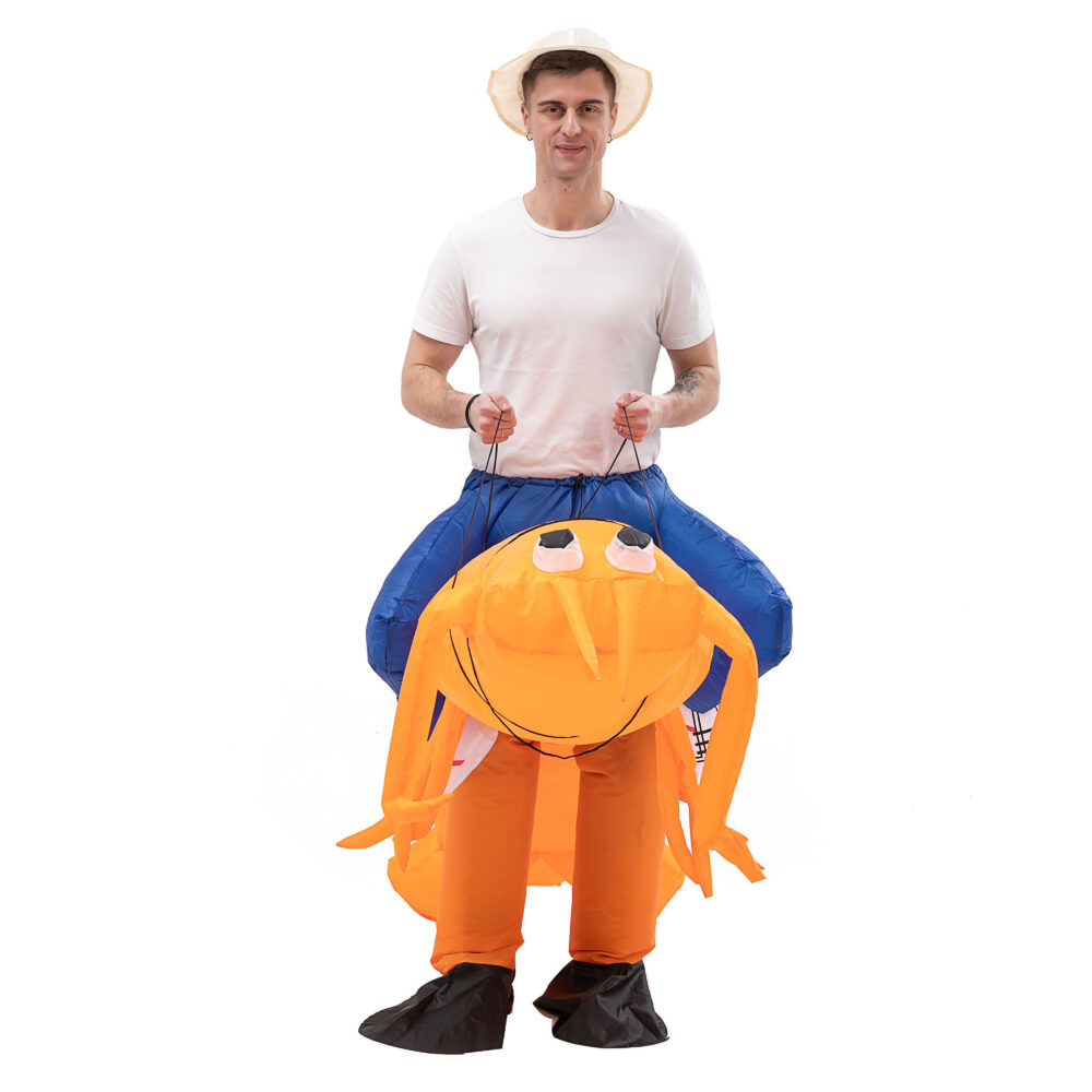 6541  Inflatable Costume Orange Shrimp Blow up Costume Fancy Dress Halloween Jumpsuit Cosplay Outfit #JL07-FZ1710 - Image 2