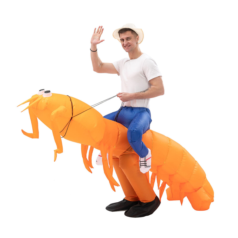 6541  Inflatable Costume Orange Shrimp Blow up Costume Fancy Dress Halloween Jumpsuit Cosplay Outfit #JL07-FZ1710 - Image 3