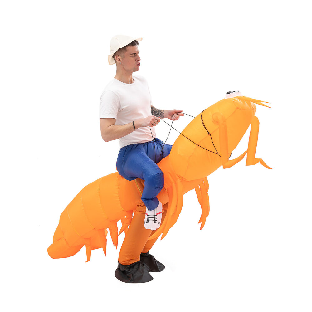 6541  Inflatable Costume Orange Shrimp Blow up Costume Fancy Dress Halloween Jumpsuit Cosplay Outfit #JL07-FZ1710 - Image 4