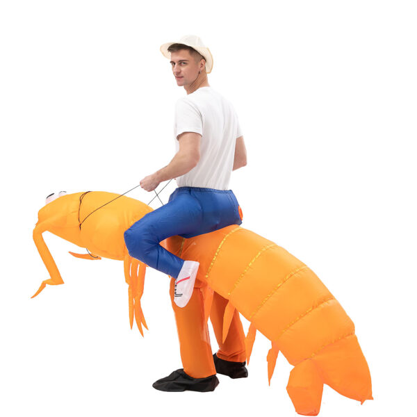 6541  Inflatable Costume Orange Shrimp Blow up Costume Fancy Dress Halloween Jumpsuit Cosplay Outfit #JL07-FZ1710 - Image 5