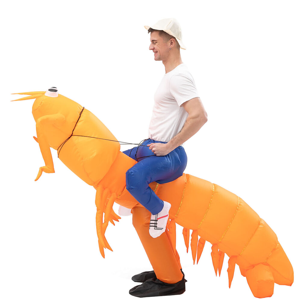 6541  Inflatable Costume Orange Shrimp Blow up Costume Fancy Dress Halloween Jumpsuit Cosplay Outfit #JL07-FZ1710