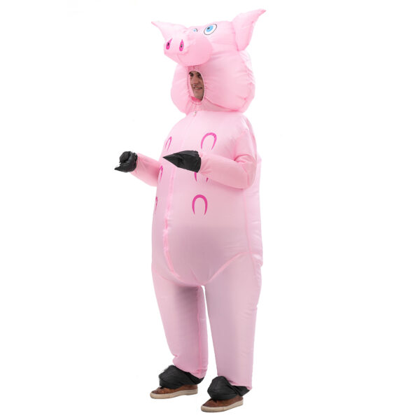 6541  Inflatable Pig Costume Full Body Suit Pink Pig Costumes Air Blow up Suit Party Dress Halloween and Christmas Cosplay #JL07-FZ1736 - Image 2