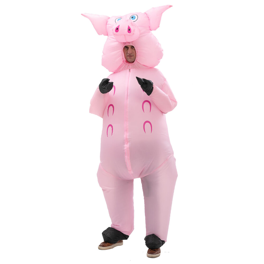 6541  Inflatable Pig Costume Full Body Suit Pink Pig Costumes Air Blow up Suit Party Dress Halloween and Christmas Cosplay #JL07-FZ1736 - Image 5
