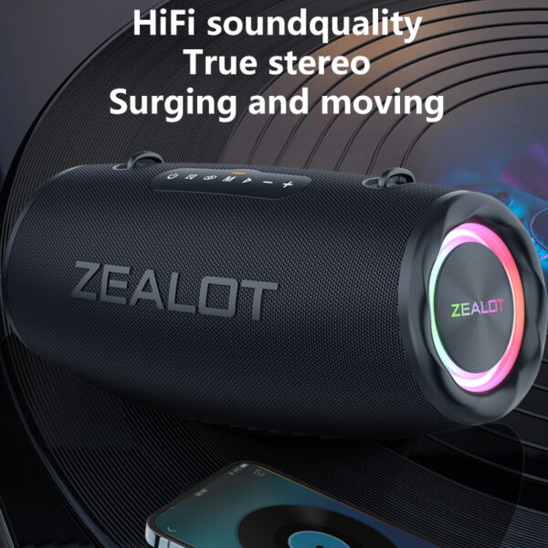 ZEALOT S87 80W Wireless Speakers - Waterproof IPX5, 24H Playtime, Dual Pairing, Portable for Outdoor, Camping, Home Entertainment #JL07-ZEALOT S87 HEI - Image 5