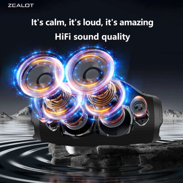 ZEALOT S98 160W Wireless Speakers, DSP Technology, Waterproof IPX 5, Outdoor Portable Subwoofer Speaker, Dual Pairing, Fast Charging, 36000mAh Battery #JL07-ZEALOT S98 HEI - Image 6