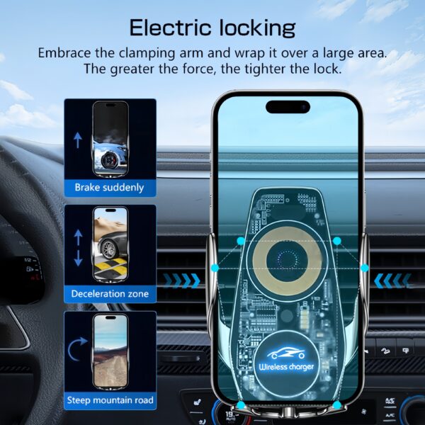 6541  Smart Sensor Wireless Charger - Car phone mount and fast charging solution #JL07-LA000456-01 - Image 6