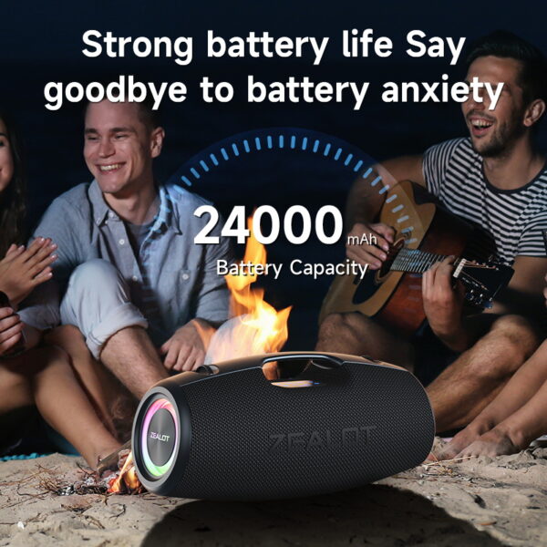 ZEALOT S78 100W Wireless Speaker: Portable Outdoor IPX5 Waterproof Bluetooth Subwoofer with Dual Pairing, 24000mAh Battery for 36-Hour Playtime #JL07-ZEALOT S78 HEI/ZEALOT S78 LAN - Image 11