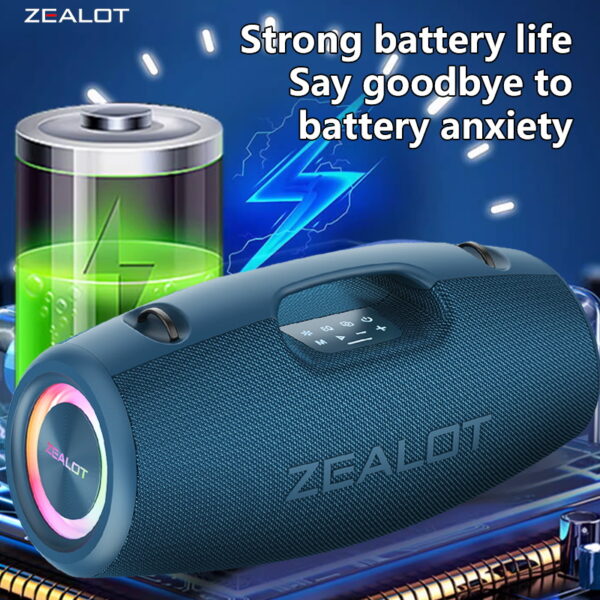 ZEALOT S78 100W Wireless Speaker: Portable Outdoor IPX5 Waterproof Bluetooth Subwoofer with Dual Pairing, 24000mAh Battery for 36-Hour Playtime #JL07-ZEALOT S78 HEI/ZEALOT S78 LAN - Image 9