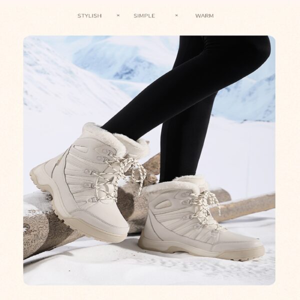 Warm winter boots with fleece - non-slip and waterproof, stylish and comfortable #JL07-7018米色/7018黑色 - Image 9