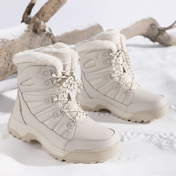 Warm winter boots with fleece - non-slip and waterproof, stylish and comfortable #JL07-7018米色/7018黑色 - Image 10