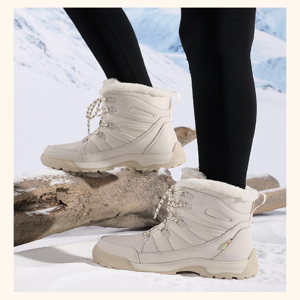 Warm winter boots with fleece - non-slip and waterproof, stylish and comfortable #JL07-7018米色/7018黑色 - Image 11