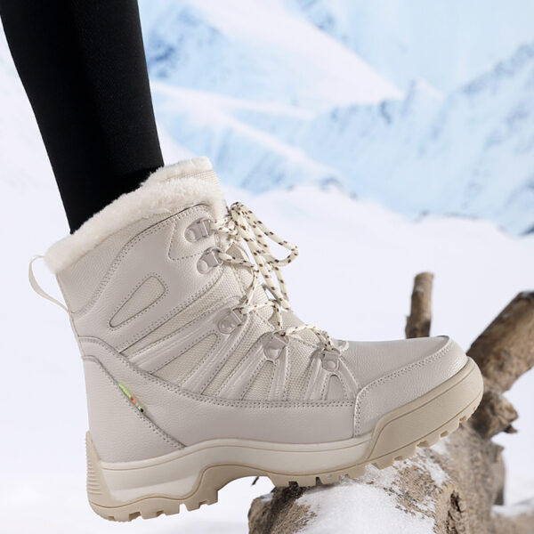 Warm winter boots with fleece - non-slip and waterproof, stylish and comfortable #JL07-7018米色/7018黑色 - Image 12