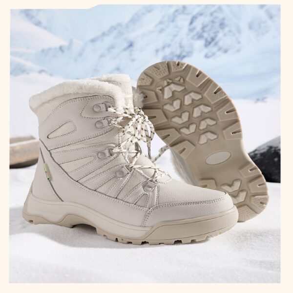 Warm winter boots with fleece - non-slip and waterproof, stylish and comfortable #JL07-7018米色/7018黑色 - Image 13