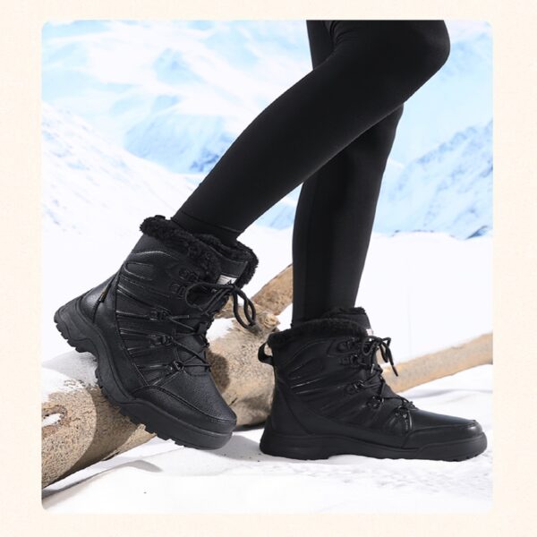 Warm winter boots with fleece - non-slip and waterproof, stylish and comfortable #JL07-7018米色/7018黑色 - Image 15