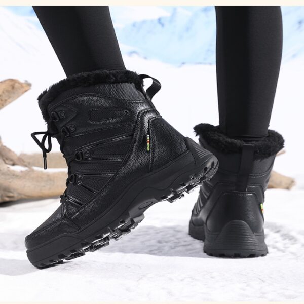 Warm winter boots with fleece - non-slip and waterproof, stylish and comfortable #JL07-7018米色/7018黑色 - Image 18