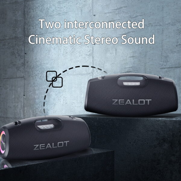 ZEALOT S78 100W Wireless Speaker: Portable Outdoor IPX5 Waterproof Bluetooth Subwoofer with Dual Pairing, 24000mAh Battery for 36-Hour Playtime #JL07-ZEALOT S78 HEI/ZEALOT S78 LAN - Image 12