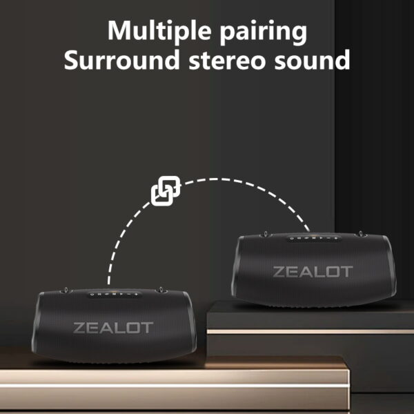 ZEALOT S87 80W Wireless Speakers - Waterproof IPX5, 24H Playtime, Dual Pairing, Portable for Outdoor, Camping, Home Entertainment #JL07-ZEALOT S87 HEI - Image 9