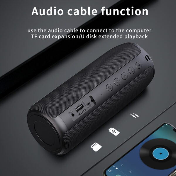 ZEALOT S51 20W Wireless Speakers, Outdoor Portable Subwoofer Speaker，1800mAh Battery, ,Charging Cable, TF USB Plug-in Card Compatible(black) #JL07-ZEALOT S51 HEI - Image 2