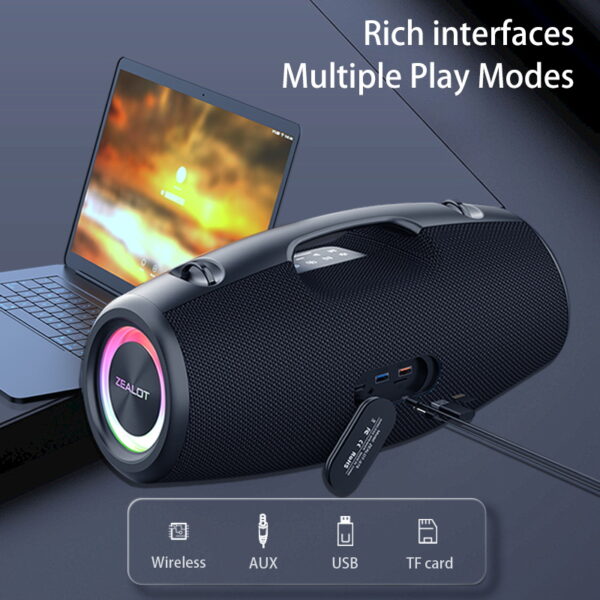ZEALOT S78 100W Wireless Speaker: Portable Outdoor IPX5 Waterproof Bluetooth Subwoofer with Dual Pairing, 24000mAh Battery for 36-Hour Playtime #JL07-ZEALOT S78 HEI/ZEALOT S78 LAN - Image 14