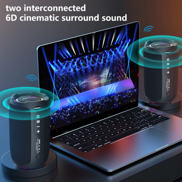 ZEALOT S49 10W Wireless Speakers, Outdoor Portable Subwoofer Speaker, Wireless Speaker, Dual Pairing,3600mAh Battery, 12 Hours Playtime Loud Stereo #JL07-ZEALOT S49 HEI - Image 9