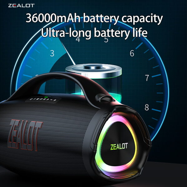 ZEALOT S98 160W Wireless Speakers, DSP Technology, Waterproof IPX 5, Outdoor Portable Subwoofer Speaker, Dual Pairing, Fast Charging, 36000mAh Battery #JL07-ZEALOT S98 HEI - Image 8