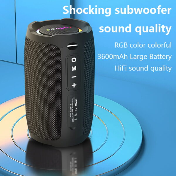 ZEALOT S49 10W Wireless Speakers, Outdoor Portable Subwoofer Speaker, Wireless Speaker, Dual Pairing,3600mAh Battery, 12 Hours Playtime Loud Stereo #JL07-ZEALOT S49 HEI - Image 10