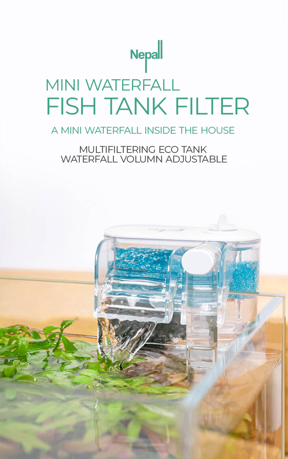 6541  Mini Waterfall Fish Tank Filter - Multifiltering Eco Tank with Adjustable Waterfall Volume #JL01-YKK-201 - Image 3