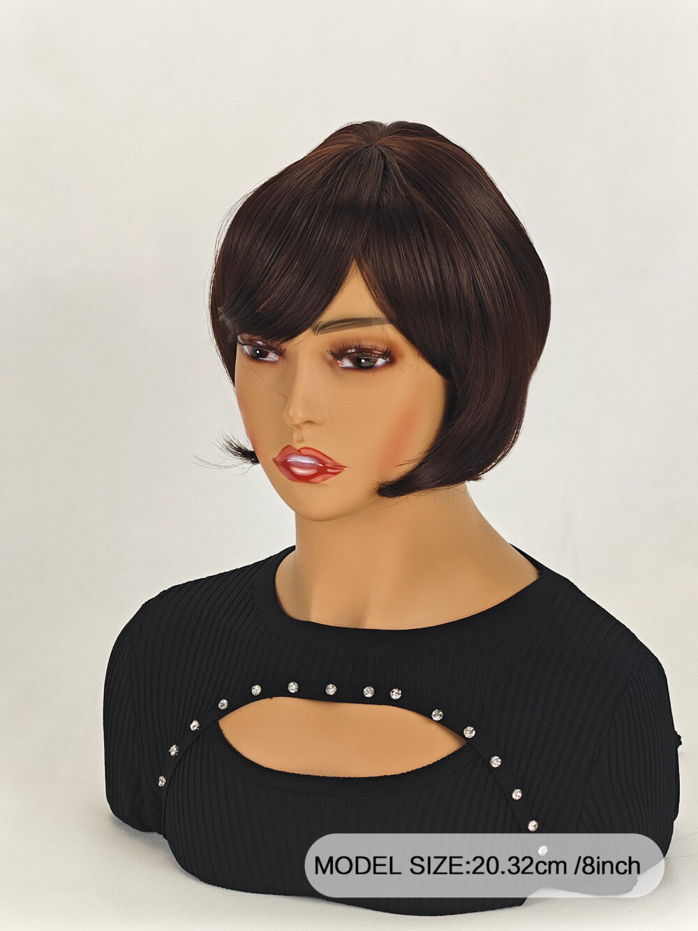 6541  8 inch Straight Short Bob Hair Flat Bangs Cute Central Dot Skin Top Heat Resistant Synthetic Wigs #JL01-SUE-15-1B/SUE-15-6H - Image 8