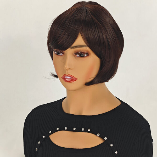 6541  8 inch Straight Short Bob Hair Flat Bangs Cute Central Dot Skin Top Heat Resistant Synthetic Wigs #JL01-SUE-15-1B/SUE-15-6H - Image 8