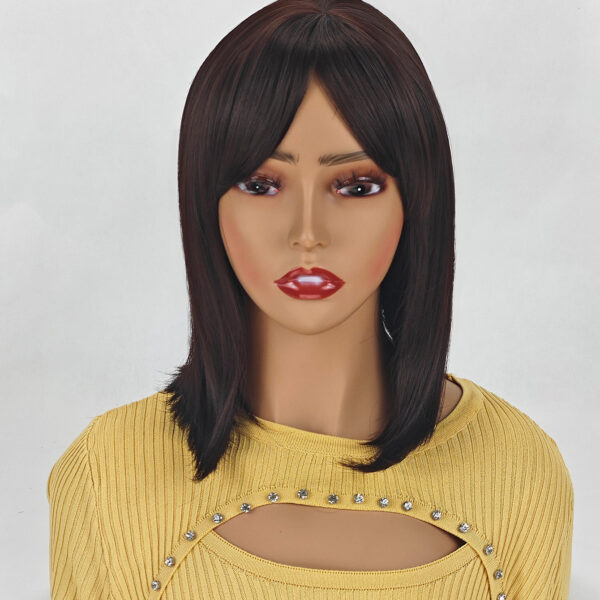 6541  Medium-length straight hair fully machined bangs wig，14 inches natural heat-resistant fiber high temperature silk wig，dyeable and permable bangs synthetic wig #JL01-SUE-16-1B/SUE-16-6H/SUE-16-SLV/PURPLE - Image 9