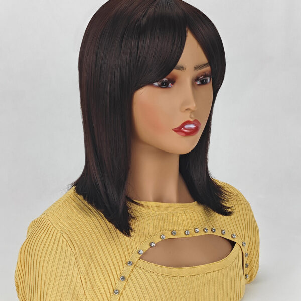 6541  Medium-length straight hair fully machined bangs wig，14 inches natural heat-resistant fiber high temperature silk wig，dyeable and permable bangs synthetic wig #JL01-SUE-16-1B/SUE-16-6H/SUE-16-SLV/PURPLE - Image 10
