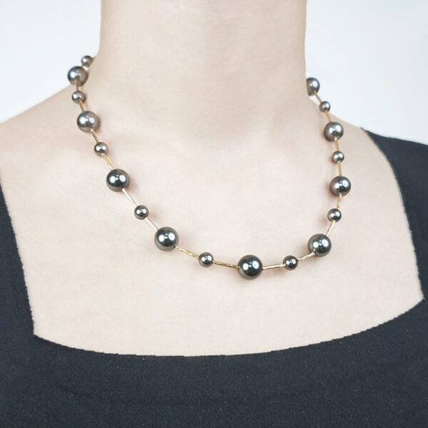 6541  Crystal Pearl Necklace #JL01-JYJ070308D/GREY - Image 6