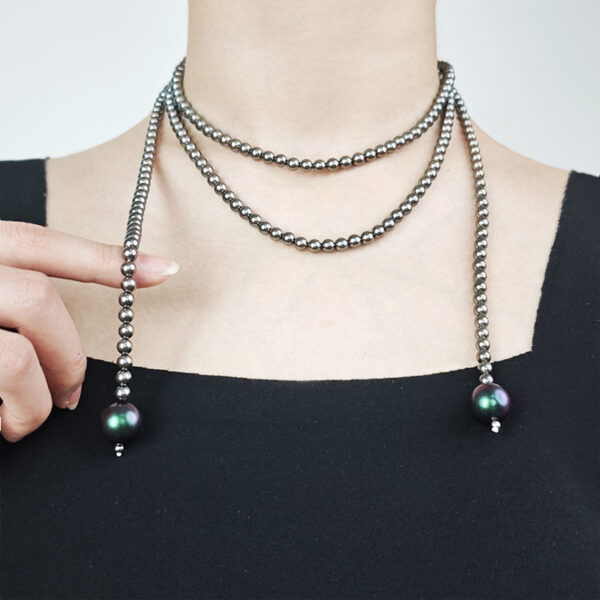 6541  Crystal Pearl Necklace #JL01-JYJ111615D/GREY - Image 4