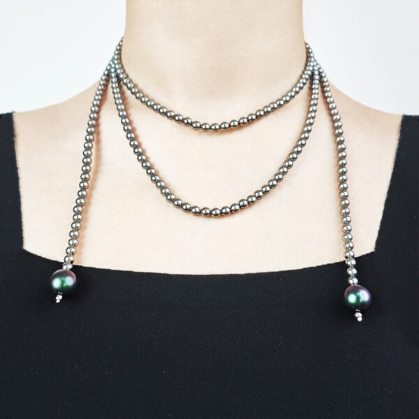6541  Crystal Pearl Necklace #JL01-JYJ111615D/GREY - Image 5